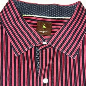 Tailorbyrd Pink and Black Casual Button Down Shirt